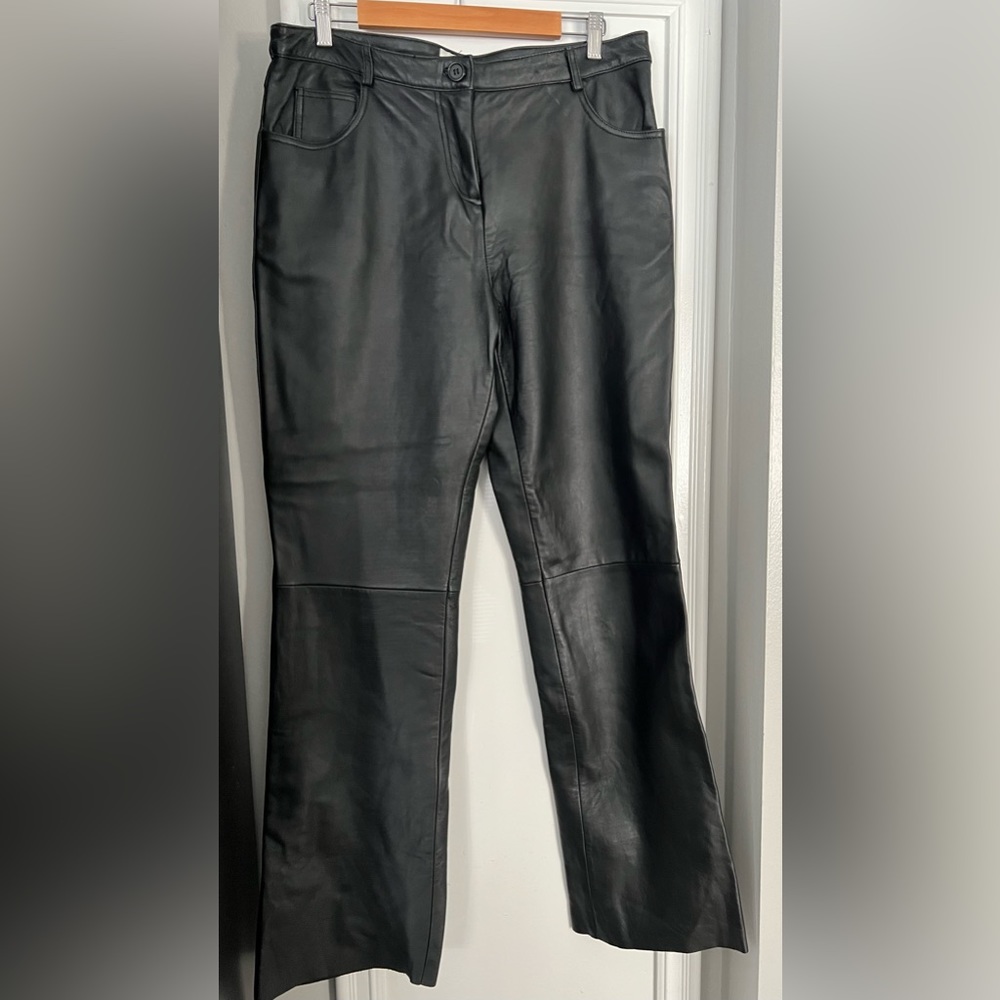 Neiman Marcus Exclusive Black 100% Leather Pants Size 14